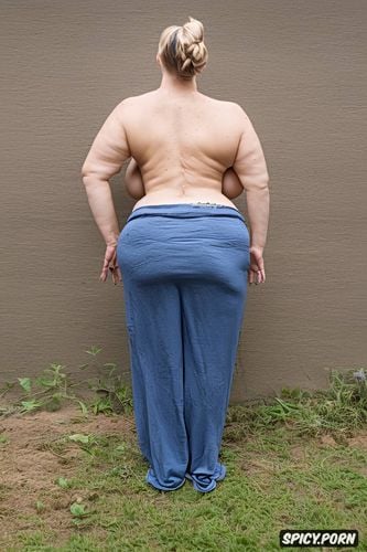 topless1 4, back view, slim thick, extremely wide hips1 3, look at camera