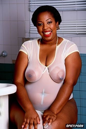 chubby body, cute face, big hips, ebony woman, giant areolas completely covering the breasts