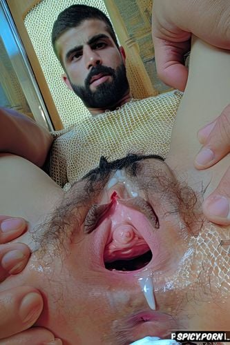 creampie, handsome arabe, cumdump, hairless, buzzcut, detailed handsome face