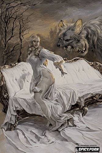 hairy vagina, werewolf, dracula, ferocious beast, fangs, art by vasily surikov