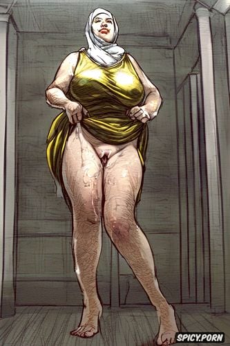 realistic color photography, the very hot obese milf, wrinkles big fat legs