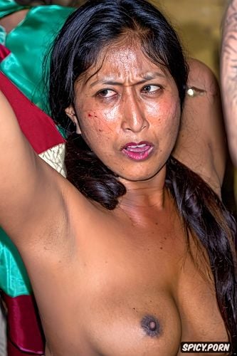 surrounded by a group of panchayat men grabbing fondaling and brutally violating her