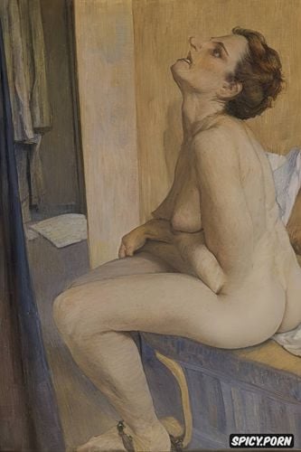 henri toulouse lautrec, blushing woman with red lips and flushed cheeks in shady bathroom bathing intimate tender modern post impressionist fauves erotic art