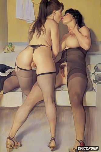 blushing woman with red lips and flushed cheeks in shady bathroom bathing intimate tender modern post impressionist fauves erotic art