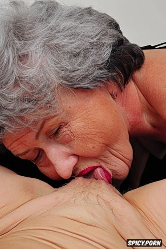 hyperrealistic, masterpiece, old woman licking pussy, point of view