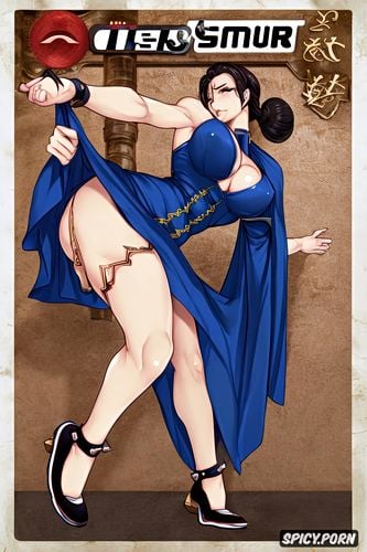 armpit, jumpsuit, portrait, silk, athletic, upskirt kick, long dark blue silk dress