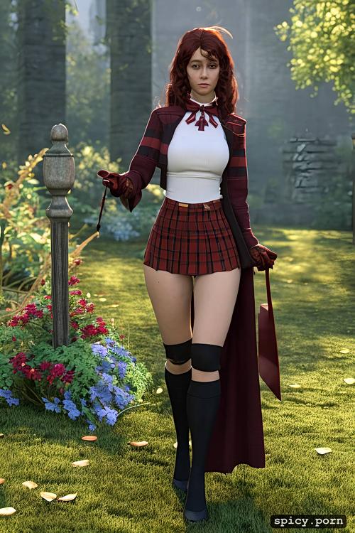 hermione, sexy hogwarts gryffindor school uniform, full body