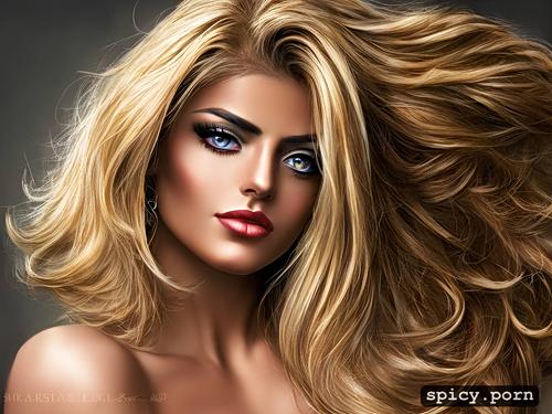 vibrant, art by liseth visser, blond hair, illustration, full face and hair in picture