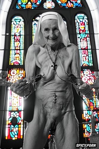 pierced pussy, naked, ninety year old, nun, pale, cross necklace