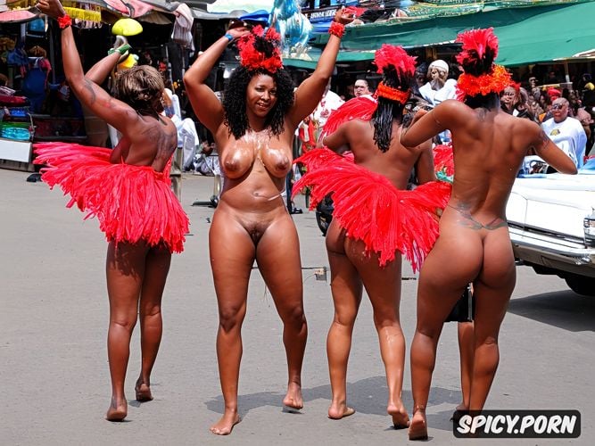 full body photo, africa field, nude women, spectators, crowd