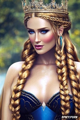 fantasy, ultra detailed, queen anora, diadem, medium round perky natural breasts