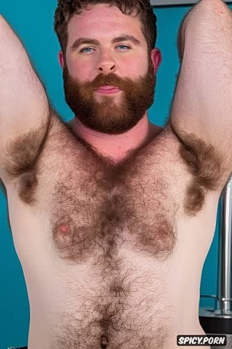 solo chubby hairy gay man with a big dick showing full body and perfect face beard showing hairy armpits indoors beefy body dark brown hair vintage gay porn star