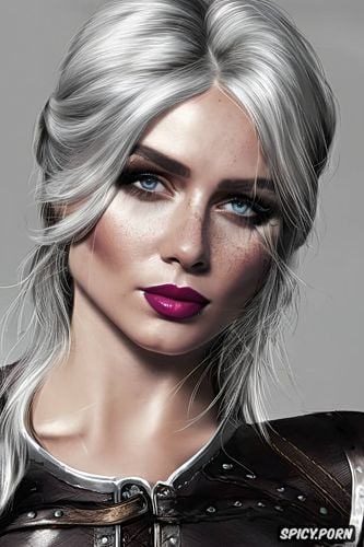 ciri the witcher tight leather armor portrait beautiful face milf full lips bimbo masterpiece