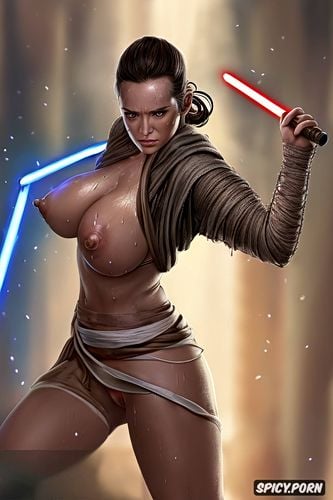 big bouncing tits sweaty, skimpy robes are torn durung a duel with lightsabers