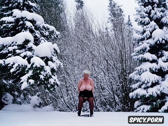 full length, snow, fat naked wrinkled granny, big clit, tree