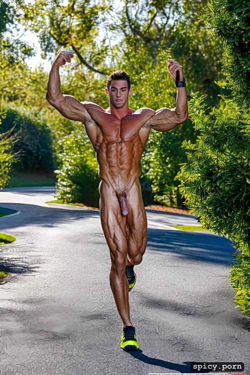 vascular, pumped, masculine, smooth skin, cinematic, giant, steroid muscles