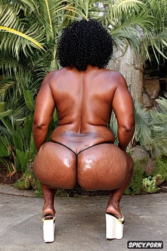 vibrant colors, wide hips, heels, ebony, gorgeous face, big huge round booty
