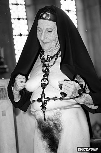 pierced nipples, fingers in pussy, nun, entire body, glasses