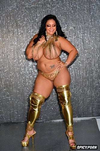 anatomically correct, performing on a dance floor, huge saggy boobs