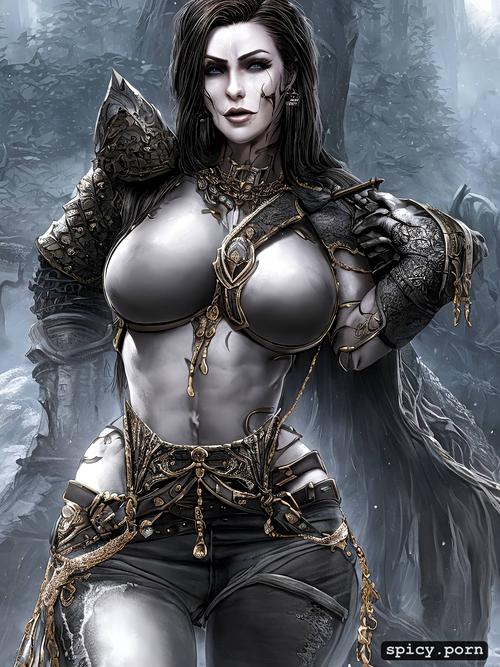 wearing armor, ultra detailed, detailed face, style dark fantasy v2