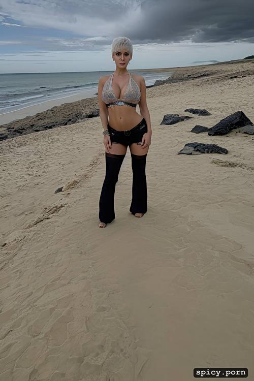 selfie, shaggy natural tits, 25 yo, big nipples, shaved pussy