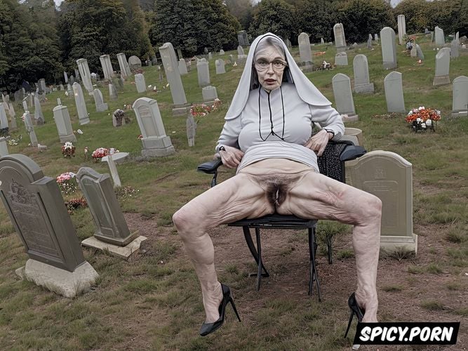 grey hair, point of view, very old granny, zombie, outdoors