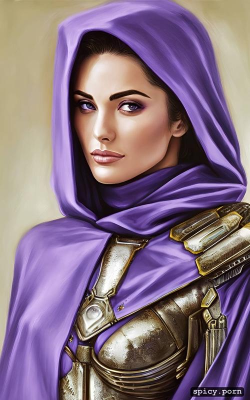 fs, engineered, human, color, wearing a purple cloak, byjustpixels