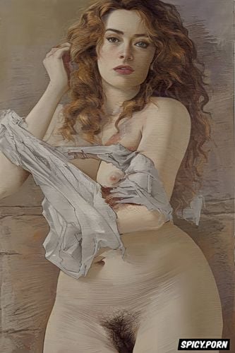 courbet oil painting, wavy hair, fat thighs, tilda swinton, jules bastien lepage oil painting