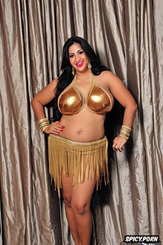 gorgeous voluptuous belly dancer, huge natural boobs, traditional piece belly dance costume