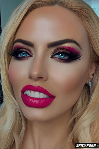 thick lip liner, bimbo, slut makeup, pink lips, eye contact 1 6