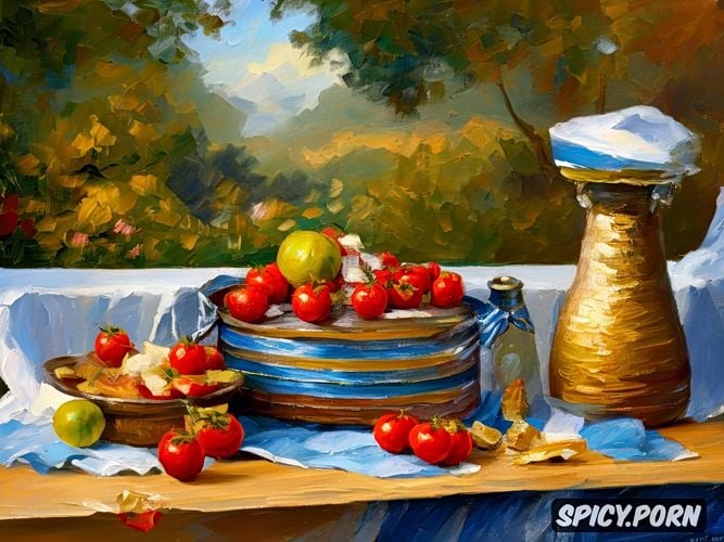 textured paint, impressionist painting, the image shows a still life stilllife