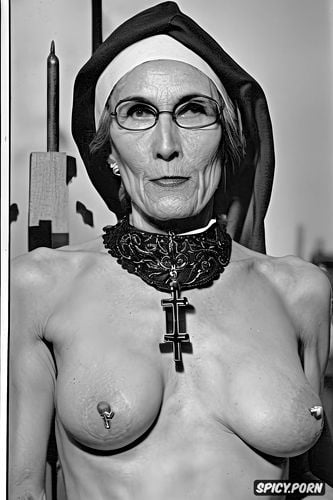 extremely old grandmother, ribs showing, crucifix in pussy, entire body