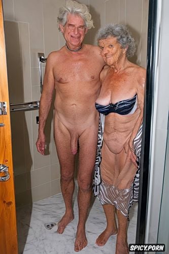 flashing tits, standing in bathroom getting undressed, exhibitionist granny