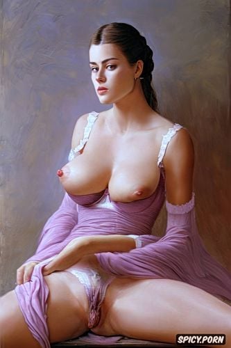 small delicate breasts, masculine, strabismus, small tender breasts