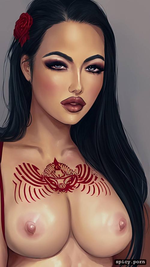 style watercolor, masterpiece, highres, asian ethnicity, tattoos