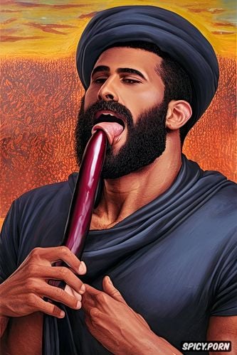 gay islamic religious leader muhammad sucking a big dildo