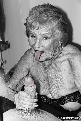 mascara running down her face, extremely old senior granny, slutty makeup