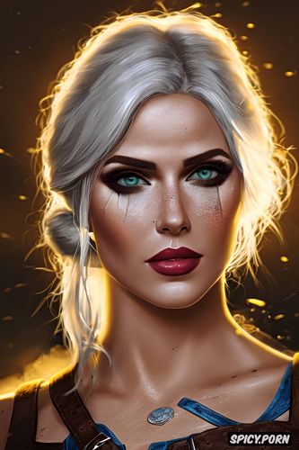 abs, masterpiece, ultra realistic, ciri the witcher beautiful face tight outfit portrait muscles