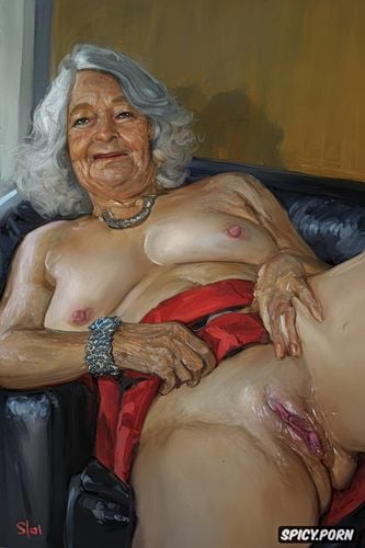 upskirt shows big labia on cunt, the very old fat grandmother skirt has nude pussy under her skirt