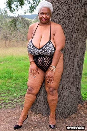 centered, masterpiece, granny, african, hyperrealistic, micro bikini