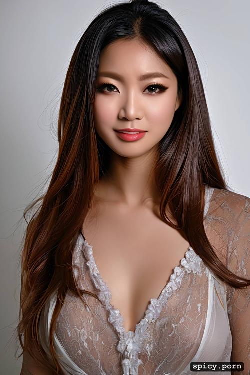 goddess, portrait, 18 yo, long hair, korean milf, elegant, cute face