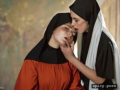 lesbian humping, one 18 years old nun, ilya repin painting, lesbian