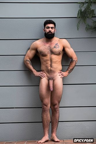 hombre solo super realista cuerpo atletico musculoso barba cerrada musculoso barzos tatuados desnudo superdotado pene grande erecto xxl