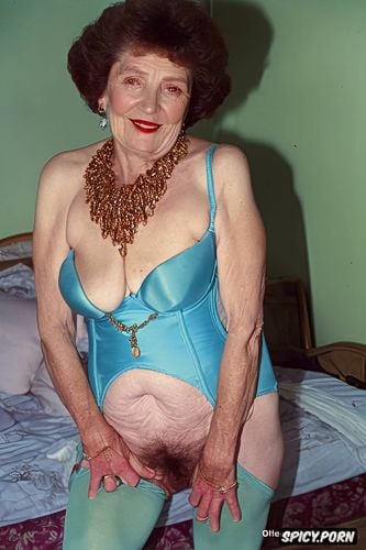 old irish grandma, jewelery, long pussy hair, big saggy tits