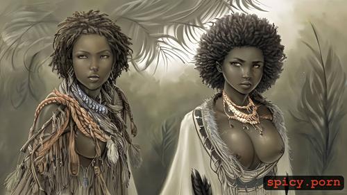 art by jean baptiste monge, small boobs, african girl, detailed face