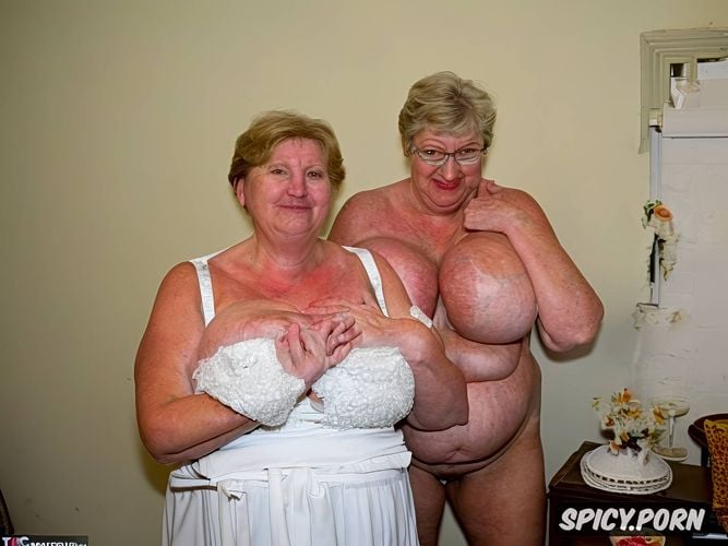 worlds most floppy and saggy breasts hanging out, old style house maid clothing