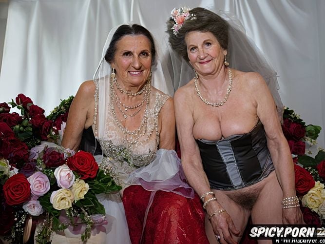 wedding wearing, half naked, grandmom of the bride for over fity aged