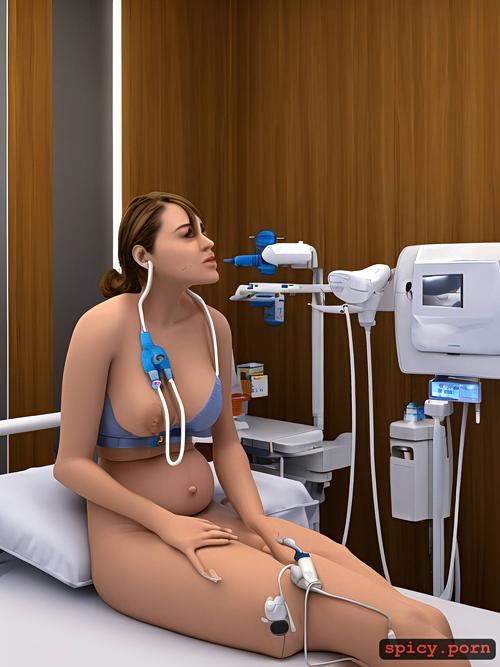 wires, female breast pump, realistic, hospital, gynecologist
