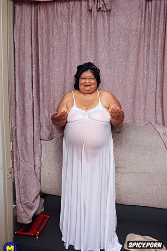 lifting the night gown to show pussy, wearing a white sheer tight white night gown