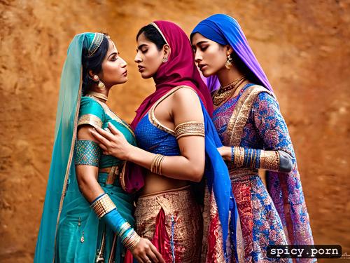 rich, and a sikh lady in sikh dress having lesbian sex together